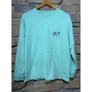 Vineyard Vines Men's Lacrosse Player Whale Green Long Sleeve Shirt Medium